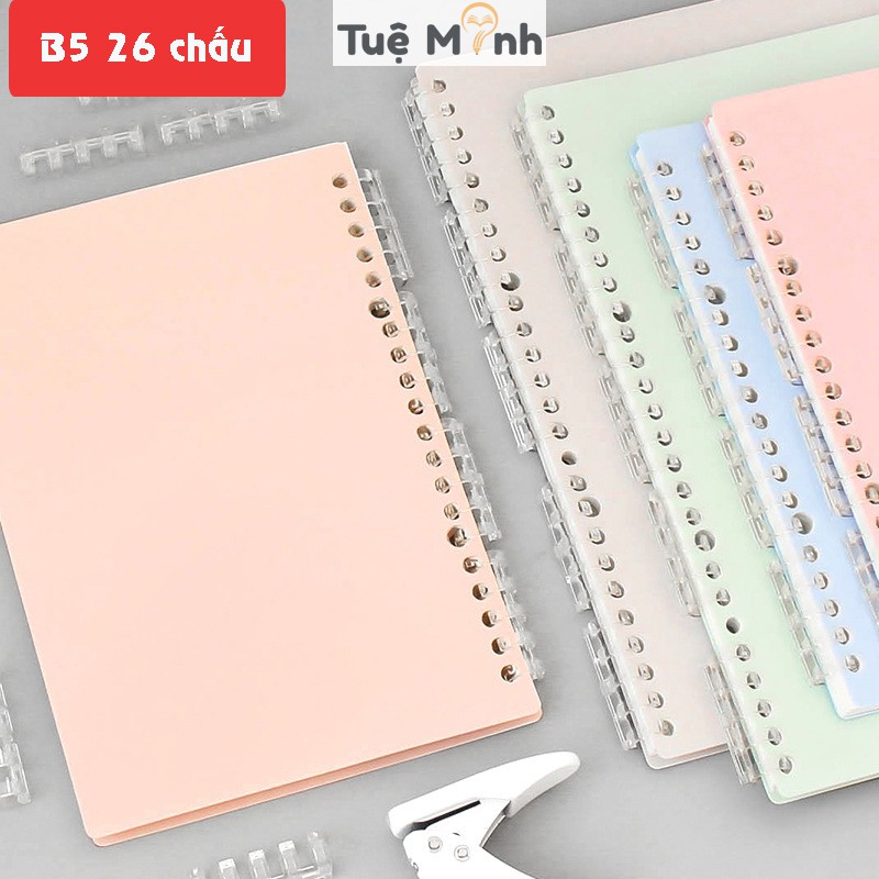 Bộ 2 bìa tab nhựa làm binder B5 màu Pastel 26 chấu P16 tab phân trang sổ còng nhiều màu