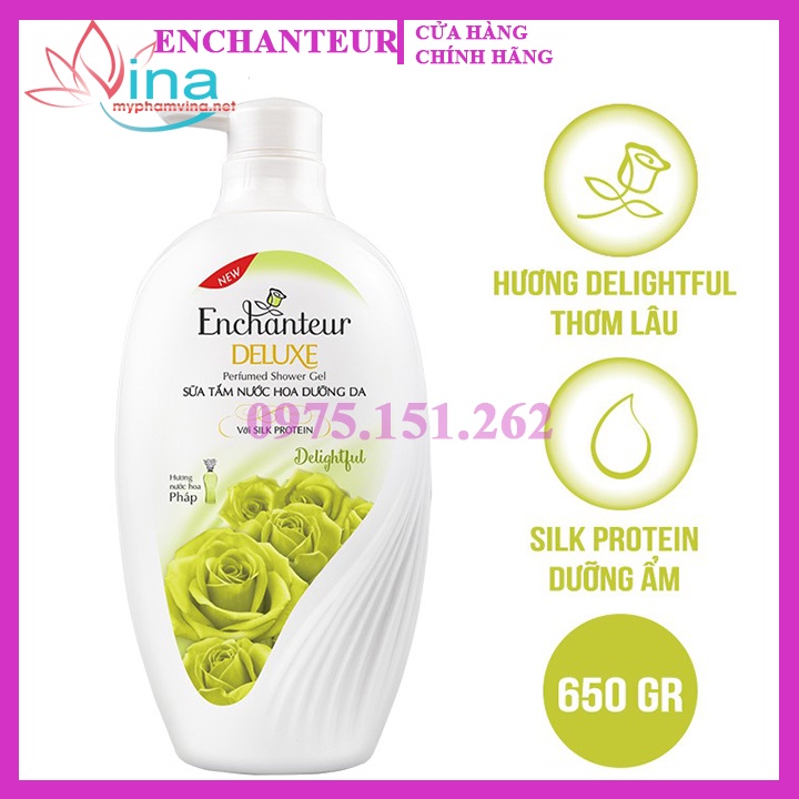 Sữa tắm nước hoa enchanteur charming 650g các loại