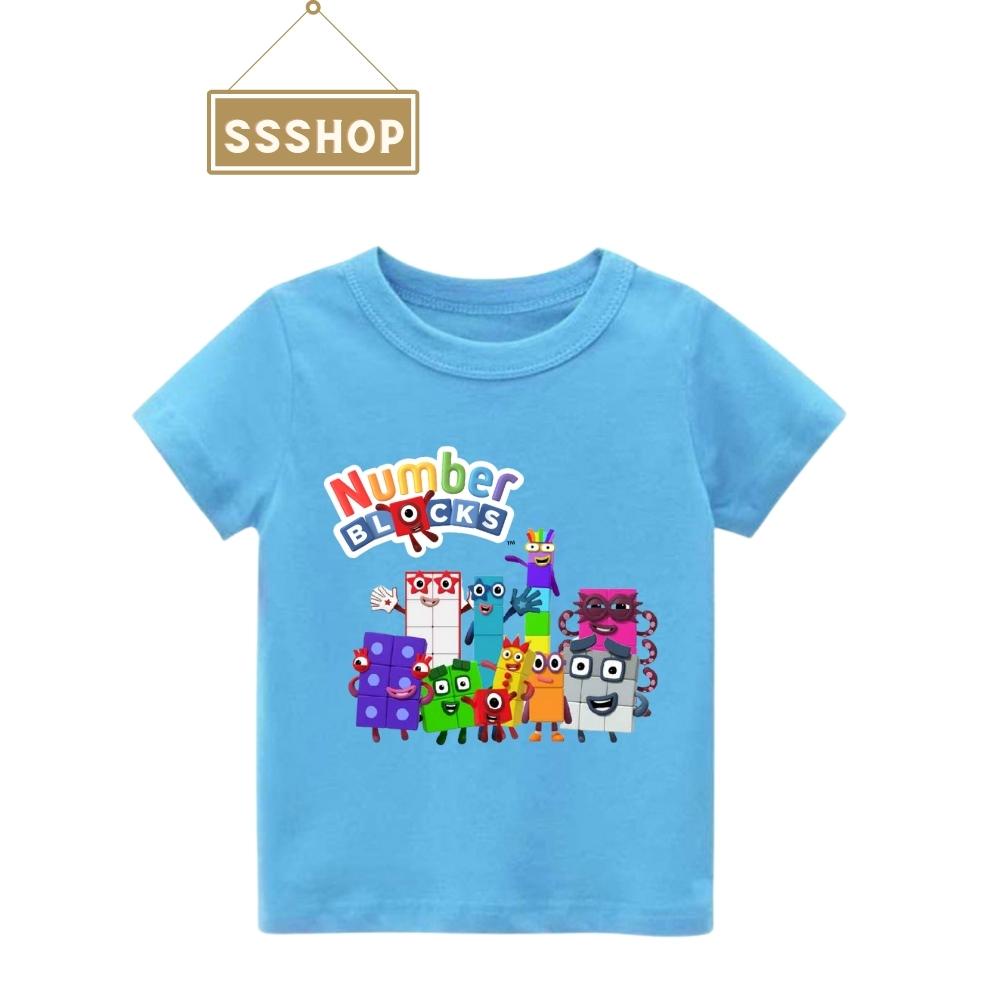 Áo thun cho bé trai bé gái in hình hoạt hình Number Blocks, Chất liệu vải cotton mềm mịn hình in không bong tróc SSSHOP