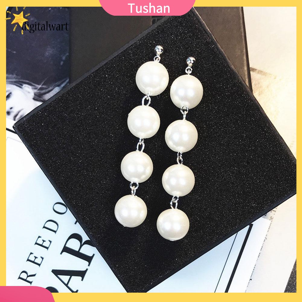 Khuyên Tai Dáng Dài Đính Ngọc Trai Nhân Tạo Thanh Lịch Cho Nữ