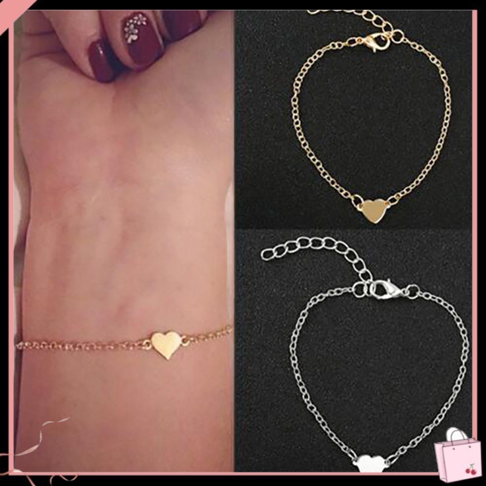 Vòng Tay Mặt Hình Trái Tim Thiết Kế Tối Giản Cho Nữ