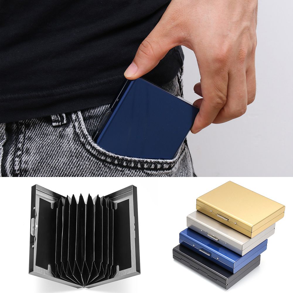 Ví đựng thẻ ID/thẻ tín dụng RFID bằng thép không gỉ chống trộm chống thấm nước cho nam và nữ