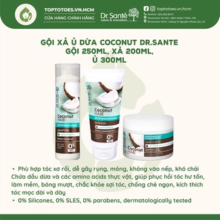 [Date SALE] Gội xả ủ Dr.Sante Coconut nuôi dưỡng tóc suôn mềm, bóng khoẻ, vào nếp, giảm xơ rối, phục hồi tóc