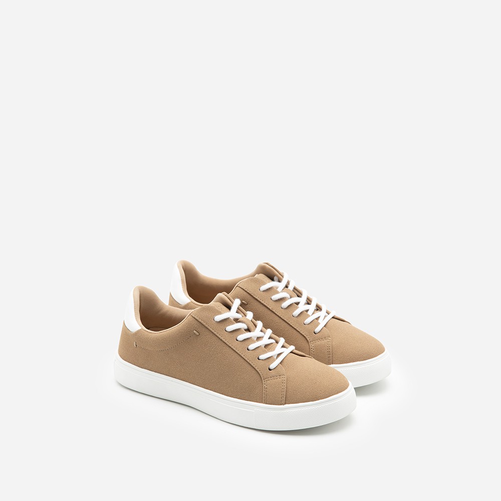 Vascara Giày Sneaker Da Nubuck SNK 0039 Màu Be Đậm