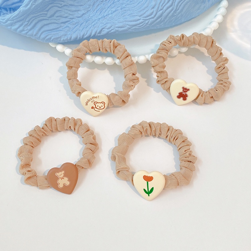 Dây buộc tóc đuôi ngựa họa tiết dễ thương phong cách Hàn Quốc 2021