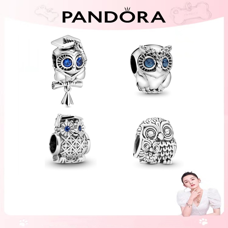 Pan Sterling Silver Mặt dây chuyền con cú mắt xanh thời trang thanh lịch dora