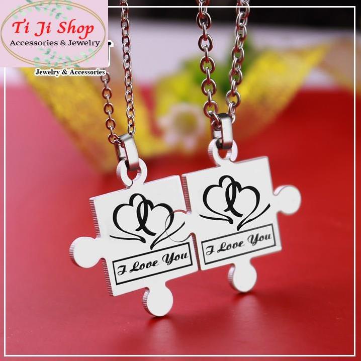 DÂY CHUYỀN CẶP ĐÔI MẢNH GHÉP I LOVE YOU MC258 - siêu đẹp chuẩn thời trang
