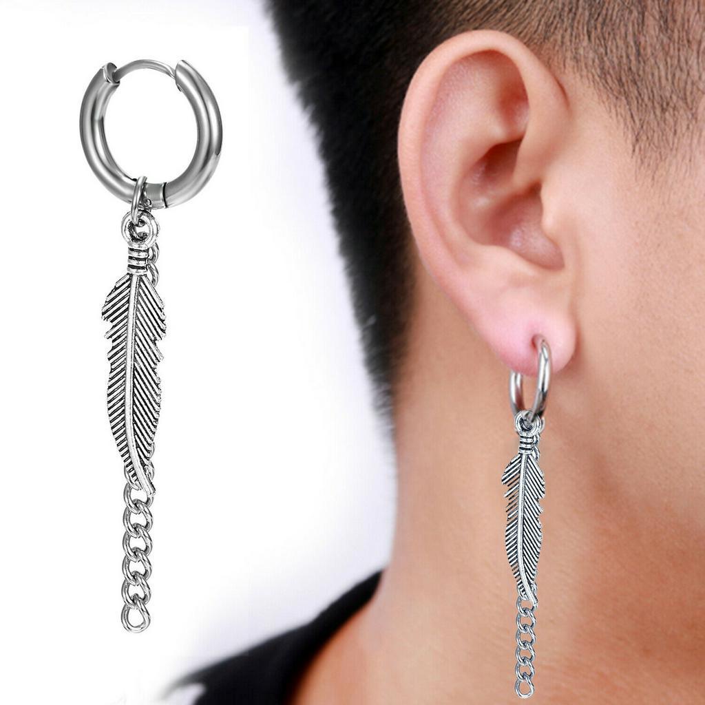 1 Khuyên Tai Dạng Vòng Hình Thánh Giá Bằng Thép Không Gỉ Phong Cách Hàn Quốc