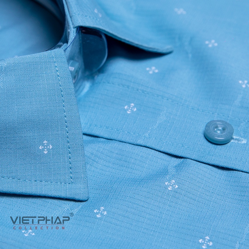 Áo Sơ Mi Nam Tay Ngắn Vạt Ngang Chấm Bi Cao Cấp Bamboo 9403 Việt Pháp. Thấm Hút Mồ Hôi, Chống Tia UV - Hàng Chính Hãng