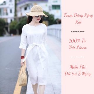 Đầm Suông Nữ Chất Liệu Linen Thoáng Mát Cách Điệu Trẻ Trung