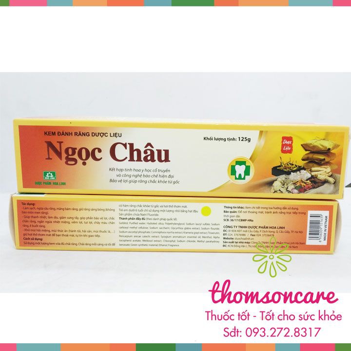 Ngọc Châu kem đánh răng dược liệu Tuýp 125g - bảo vệ răng miệng - giúp hơi thở thơm mát