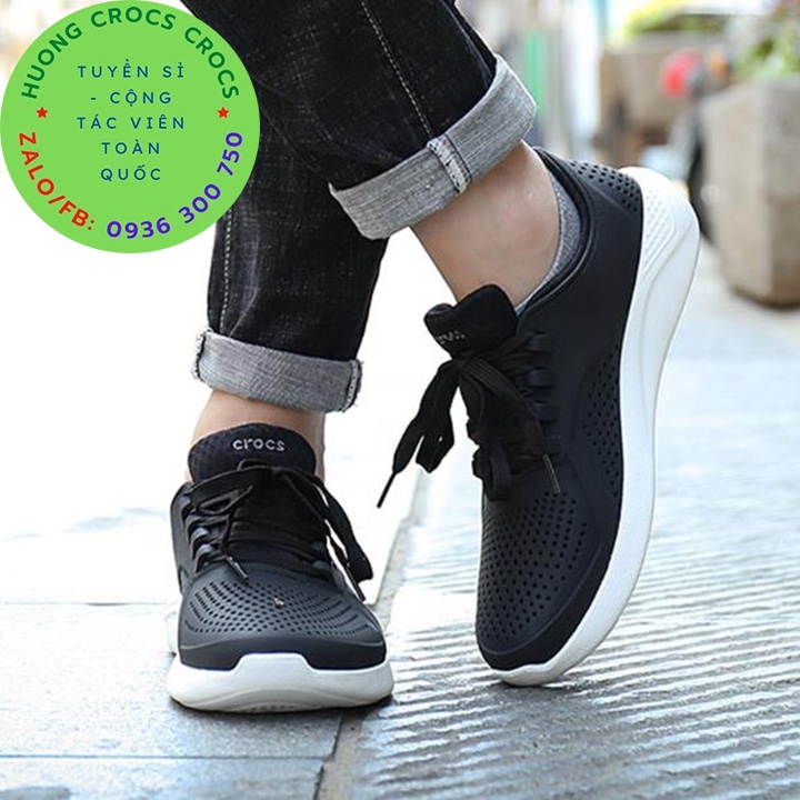 GIÀY NHỰA CROCSS LITERIDE PACER XỊN ĐÉT CHO NAM MÀU ĐEN FULL BOX