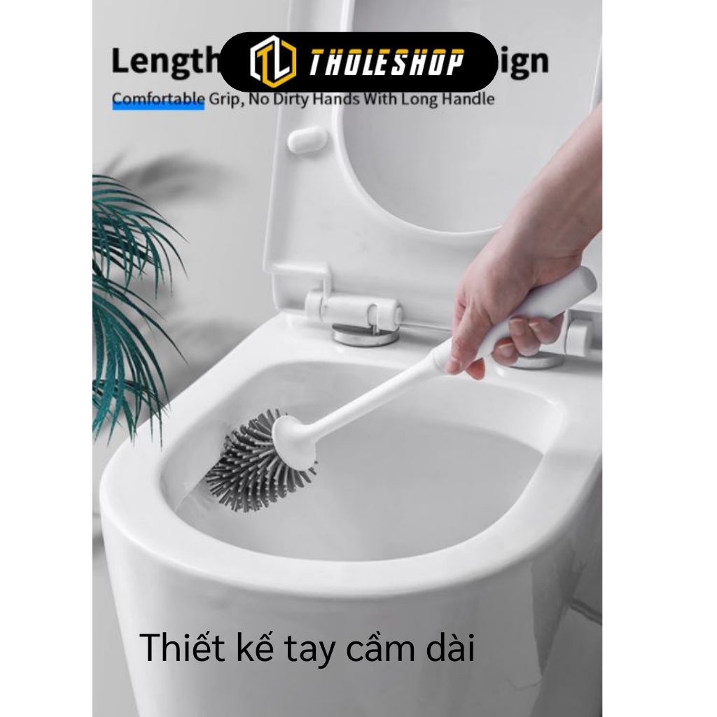 Cọ Chà Toilet - Bộ Chổi, Cọ Bồn Cầu Silicone Diệt Khuẩn Tới 90% Kèm Khay Đựng 8205