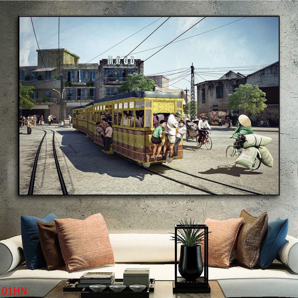 Tranh In Canvas Phố Cổ Hà Nội Hà Nội Hoài Cổ Tranh Decor Trang Trí Phòng Khách Phòng Ngủ