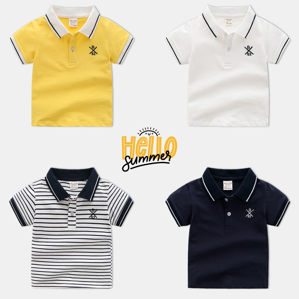 Áo Polo cho bé WELLKIDS chất cotton hàng xuất Âu Mỹ