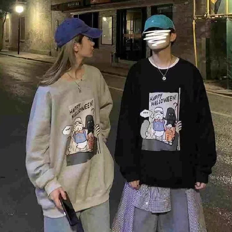 Áo khoác mũ trùm dáng rộng dài tay sành điệu size M-5XL cho nam và nữ