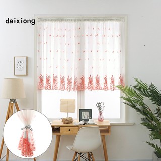 Rèm treo cửa sổ vải voan in hình con công trang trí cho phòng khách/phòng ngủ