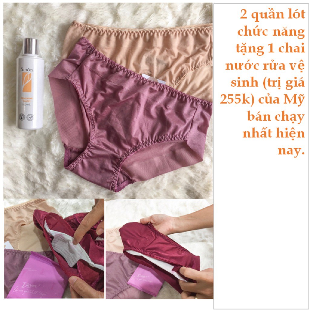 Combo quần lót chuyên dùng ngày đèn đỏ (2 cái) và 1 nước rửa vệ sinh Scion của Mỹ