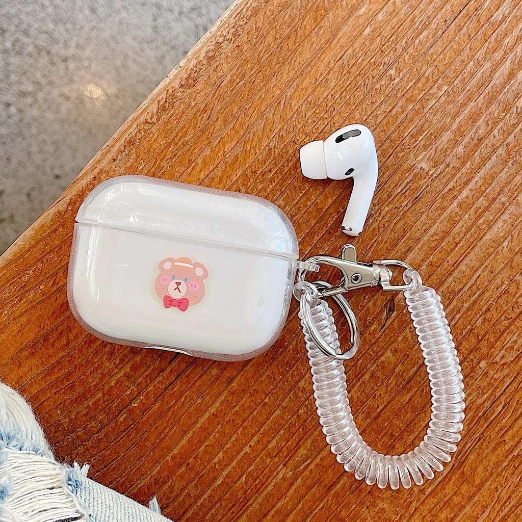 Vỏ Bảo Vệ Hộp Sạc Tai Nghe airpods 1 2 Pro 3rd Generation Pro 1/2 Trong Suốt Chống Sốc Họa Tiết Hoạt Hình Kèm Dây Đeo Kiểu Nhật Hàn