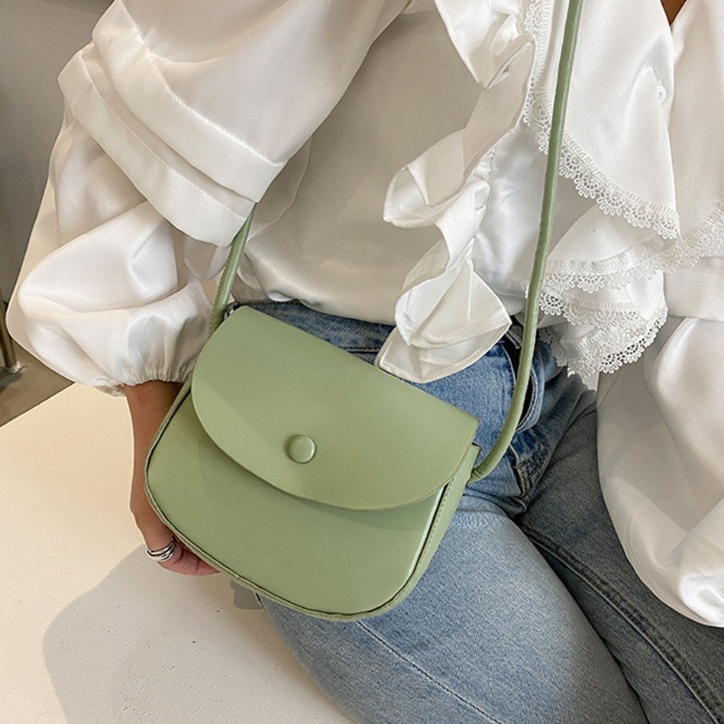 Túi Đeo Chéo Da Pu Hình Vuông Nhỏ Màu Trơn Thời Trang Cho Nữ