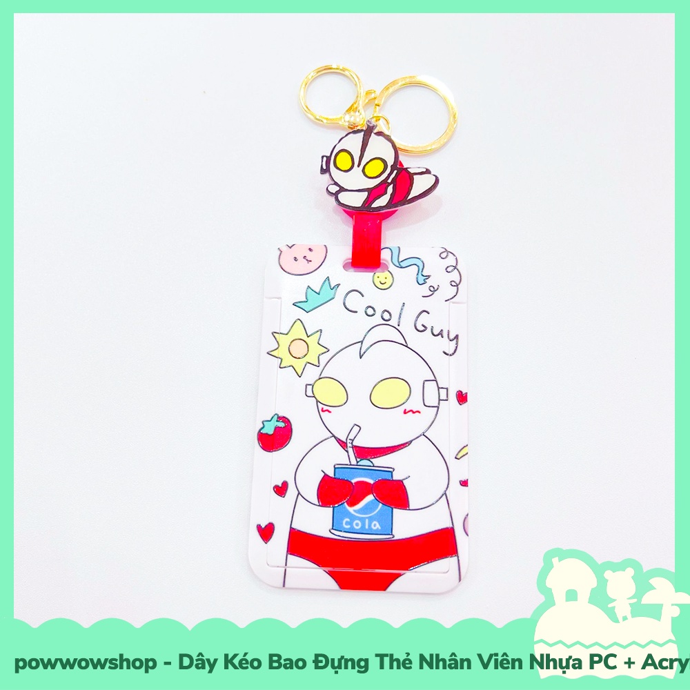 [Sẵn VN - Hỏa Tốc] Dây Kéo Bao Đựng Thẻ Nhân Viên Nhựa PC + Acrylic Mẫu Nhân Vật Hoạt Hình Dinosaur &amp; Milk Tea