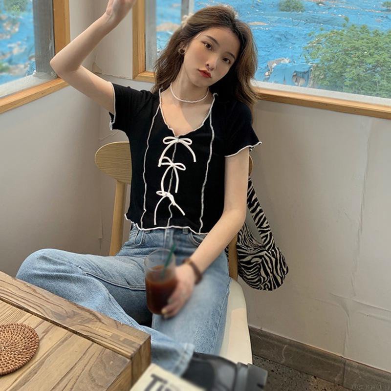 Áo croptop dệt kim cổ tròn thời trang quyến rũ cho nữ