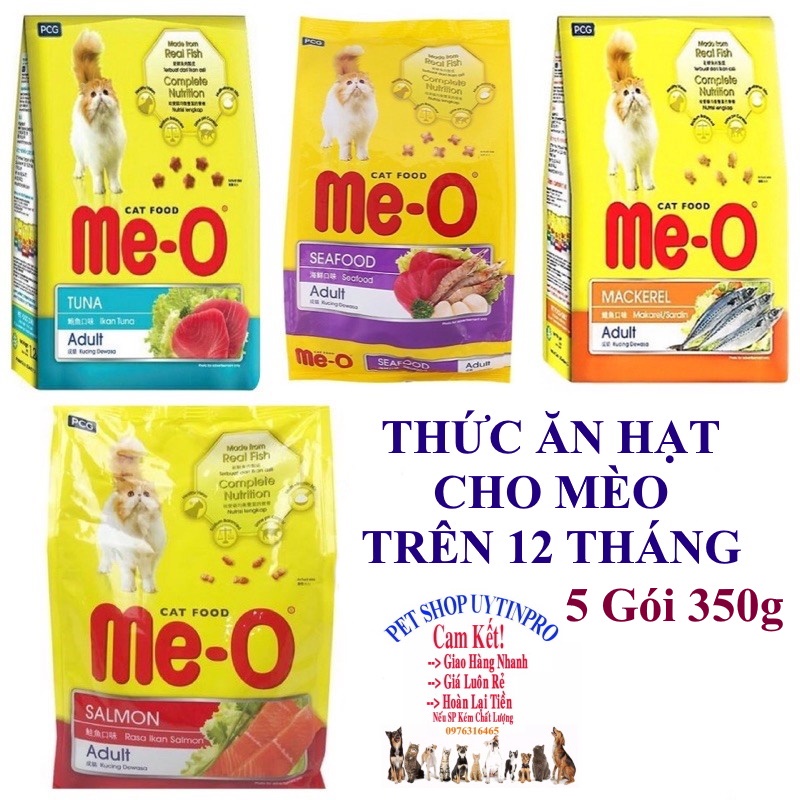 5 Gói Thức ăn hạt cho Mèo trưởng thành ME-O Gói 350g Bổ sung dinh dưỡng hoàn chỉnh cho mèo Thương hiệu Thái Lan