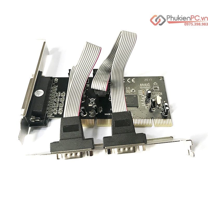 Card PCI thường chân dài sang LPT DB25 Parallel + 2 COM RS232 WinXP 7 8 10 11