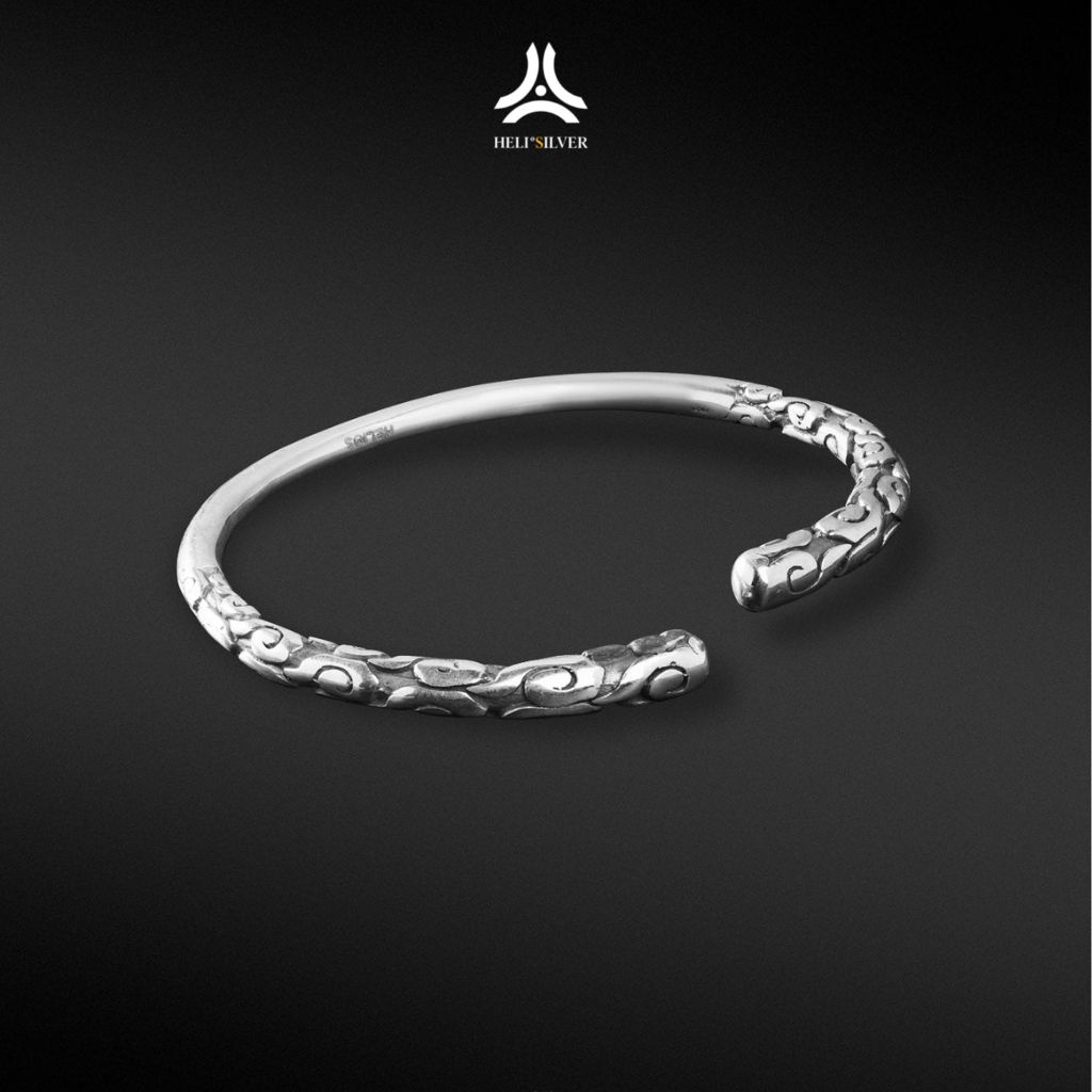 Vòng tay bạc nam, nữ HeliSilver Gậy Như Ý Bạc Helios Original s925 VTBN0050