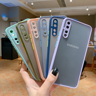 Ốp điện thoại trong suốt nhám viền màu sắc cho Samsung A50 A50S A30S A30 A20 A20S A10S A10 M10 A71 A51