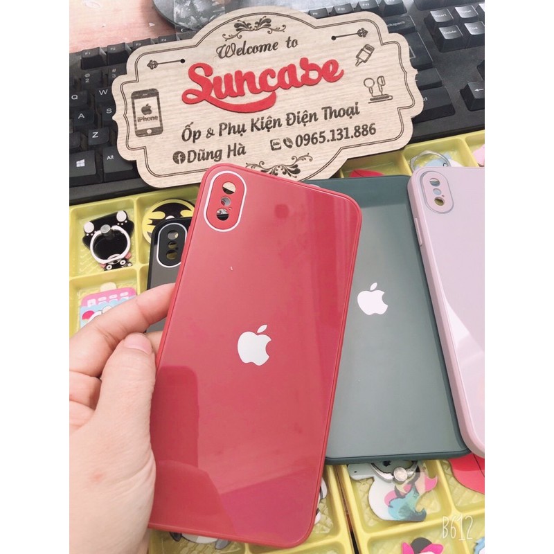 Ốp Lưng Kính Viền Vuông Giả iphone 12  mặt  cường lực viền dẻo cùng màu với lưng máy Iphone 6p đến 11Promax | BigBuy360 - bigbuy360.vn