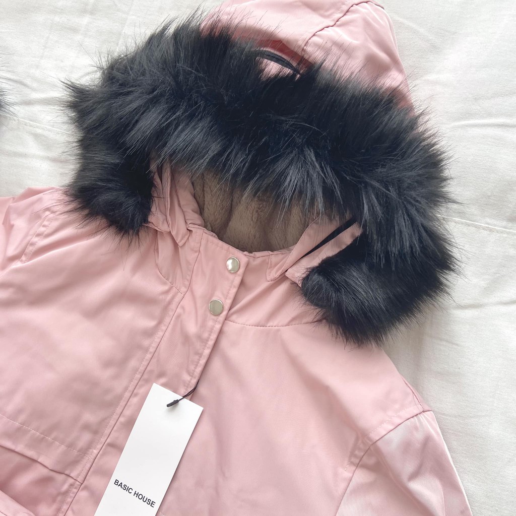 Áo parka BASIC HOUSE xuất Hàn hồng mũ lông Mia Ritta A2031