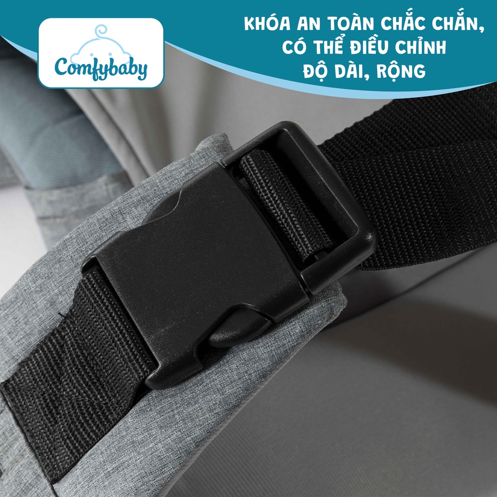 Địu em bé 4 tư thế, siêu trợ lực, chống vòng kiềng, chất liệu Air Mesh thoáng khí cao cấp Comfybaby 602