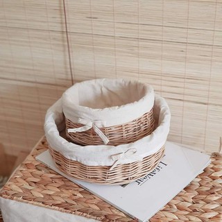 KHAY MÂY TRÒN Mini kèm vải lót lining cao cấp loại 1