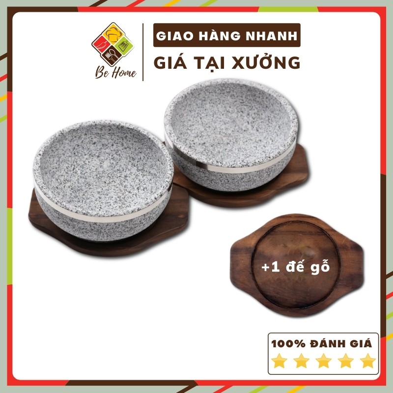 Bát Đá Giữ Nhiệt Hàn Quốc BEHOMEMALL Tô Đá Giữ Nhiệt 100% Đá tự nhiên [Tặng 1 đế gỗ]