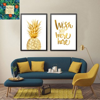 Tranh treo tường Canvas trang trí tranh bộ dứa vàng 30x40cm