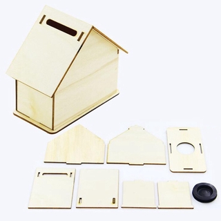 Chalet Piggy Bank Đồng Xu Nhà Tiết Kiệm Tiền Hộp Bùn Đế Nghệ Thuật Trang Trí Trẻ Em Kid Bé DIY Gỗ Thủ Công Đồ Chơi