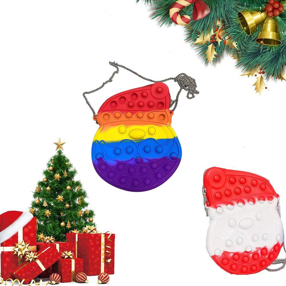Okdeals Túi Đeo Chéo Bằng Silicone Đựng Đồ Chơi Fidget Spinner Hình Ông Già Noel Quà Tặng Giáng Sinh