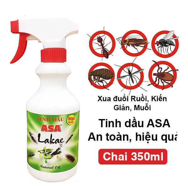 Chai xịt xua đuổi Ruồi, muỗi, kiến, gián Tinh dầu ASA Lakae 350ML