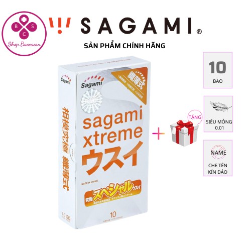 💖 Hộp 10 bao cao su Nhật Bản Sagami Xtreme Super Thin siêu mỏng nhiều gel