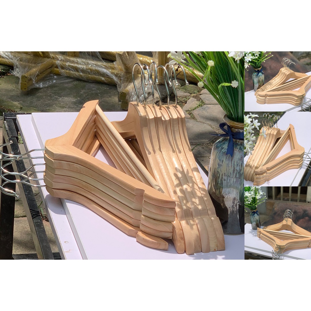 Thanh lý móc áo gỗ giá rẻ - màu vàng mộc treo đồ nam - nữ, váy áo phông dùng cho shop hoặc gia đình - hàng xuất Châu Âu