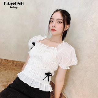 Áo tay phồng nhún thân KAMONG A058