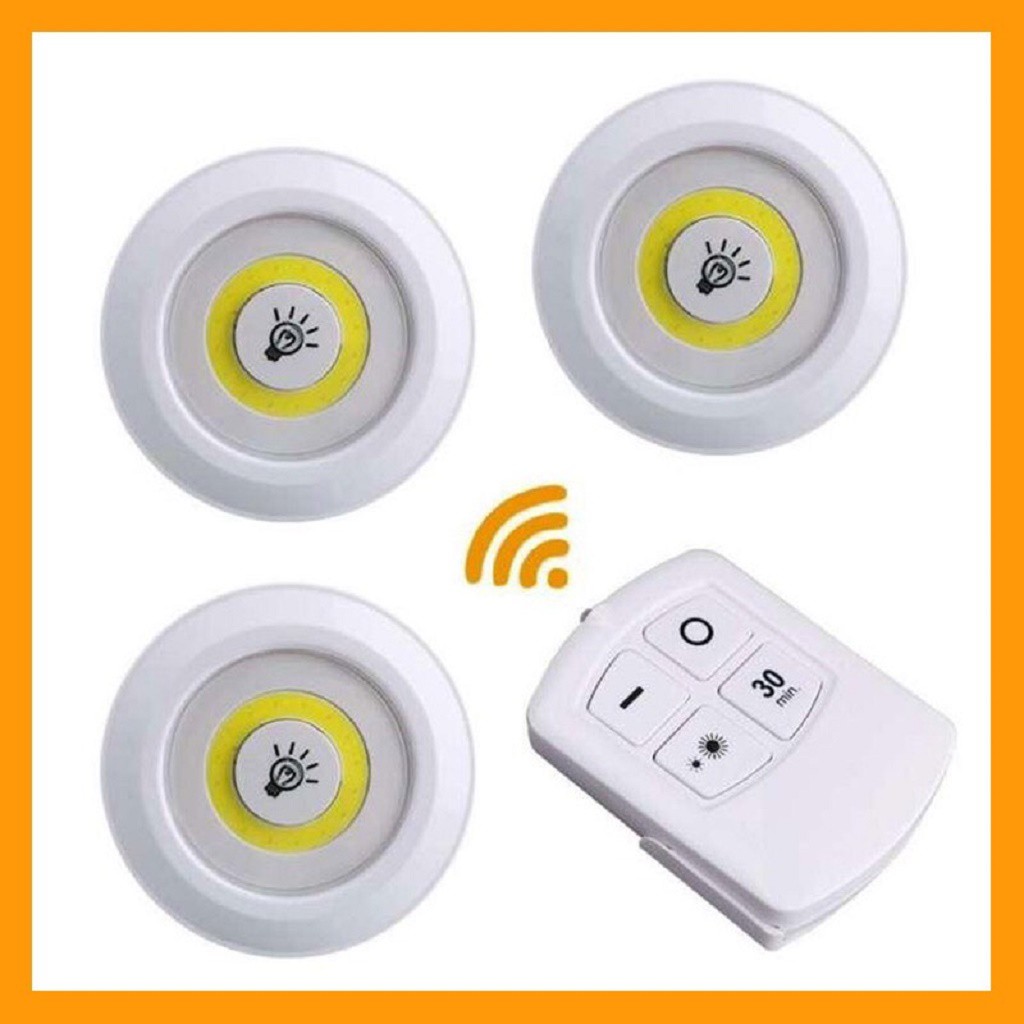 Đèn led dán tường có điều khiểu từ xa, bộ ba đèn led mini dùng pin tiểu aaa