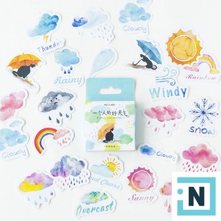 Set 46 Sticker Dán Thời Tiết Hộp Mini Siêu Dễ Thương