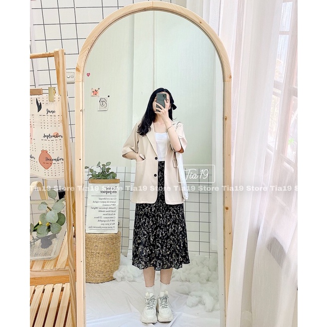 Áo blazer tay lỡ ulzzang loại 1 Tia19 . Áo khoác vest cộc tay hàn ( Ảnh thật)