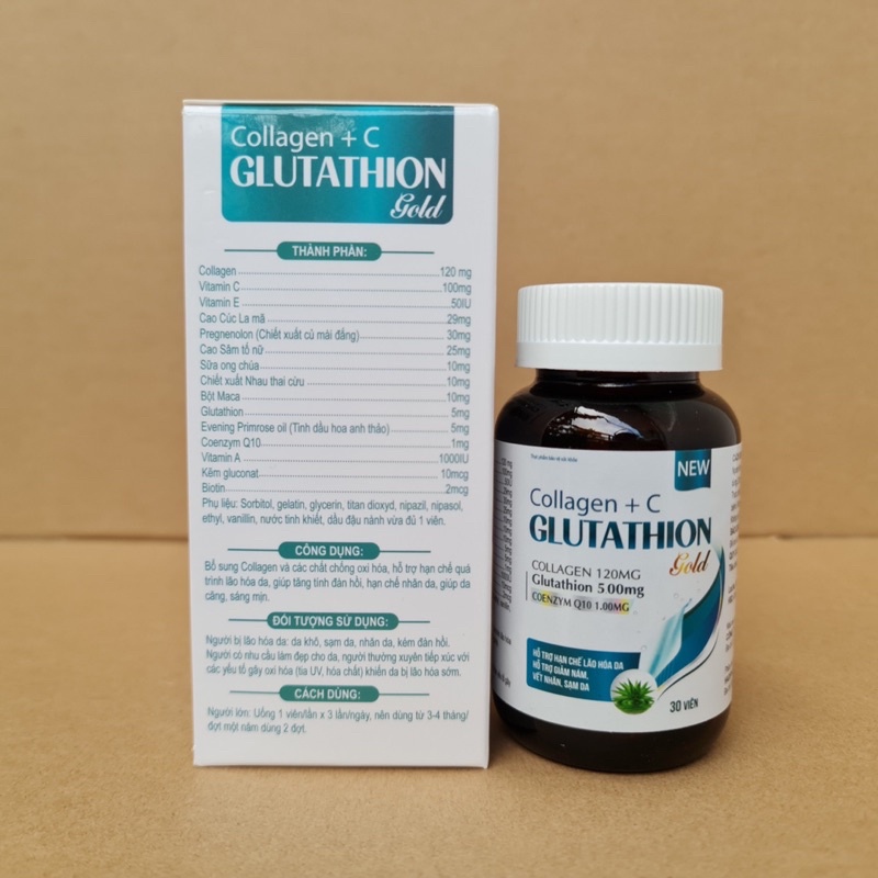 Collagen Glutathione gold cung cấp đổ ẩm cho da, làm đẹp da sáng da nám da vàng da chỗng lão hoá da