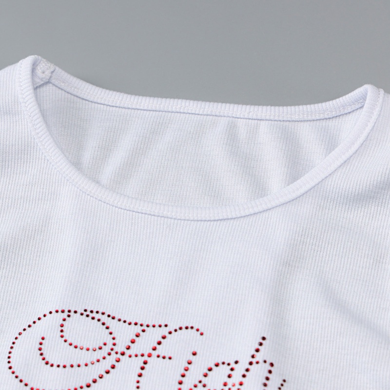 Brroa Áo Croptop Dệt Kim Không Tay Có Gân In Chữ Và Bướm Đính Đá Harajuku Cho Nữ