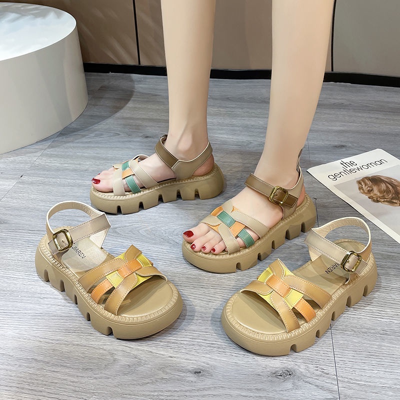 Giày Sandal Đế Bằng Mềm Mại Phong Cách Roman Thời Trang Mùa Hè Cho Nữ