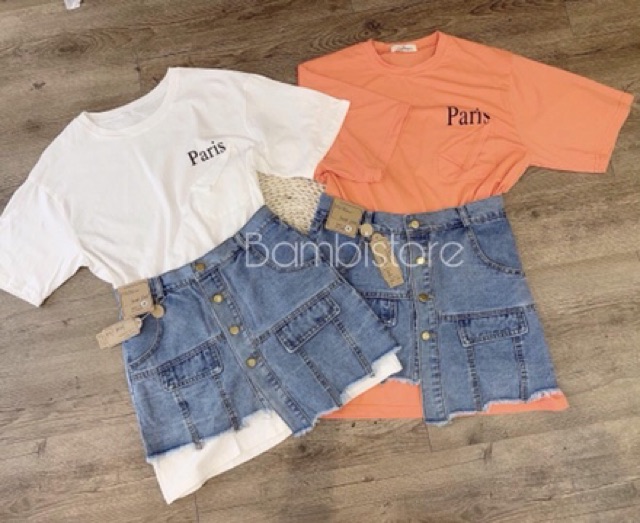 Set nữ jean mix áo form dài trắng