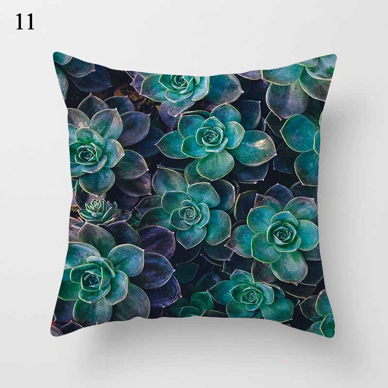 Plant flower pattern pillow case family sofa pillow case bedroom cushion cover home decoration (45cmx45cm